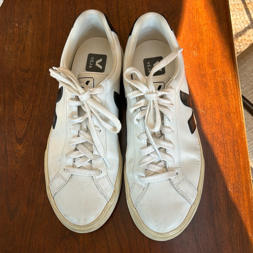 Veja White Sneakers with Black V Logo